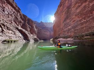 Author Stacy Gold Kayaking on the Colorado River in the Grand Canyon